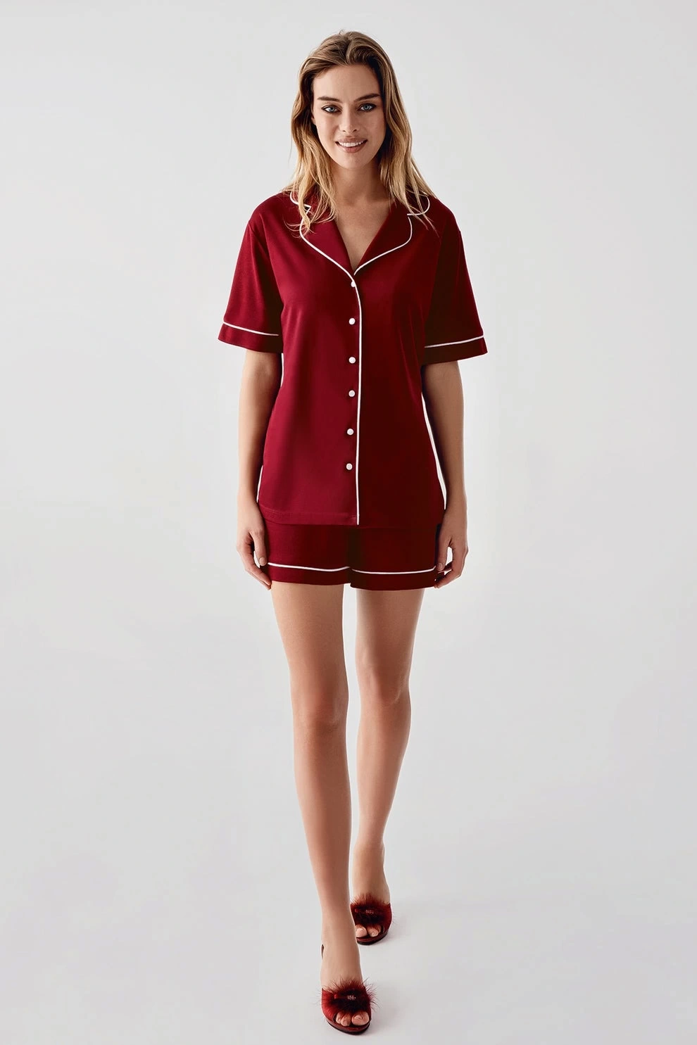 Freshness 324 Kadın 4lü Sabahlıklı Şorlu Pijama Takımı