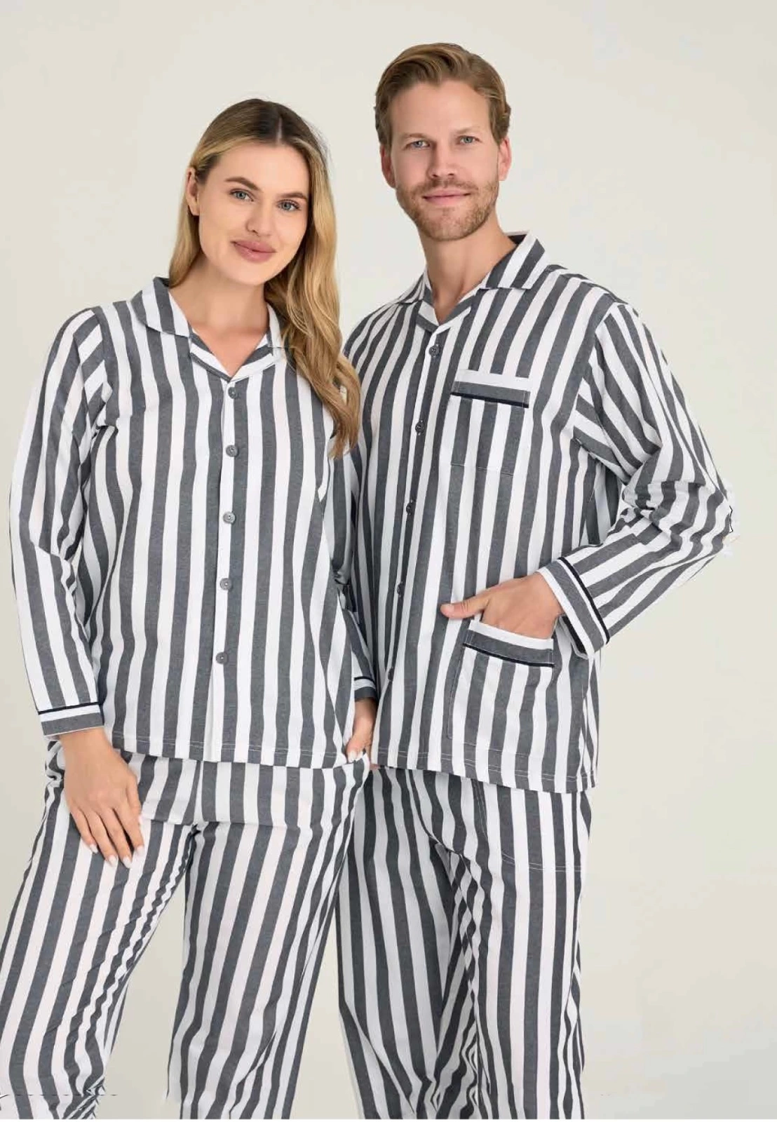 Freshness 4007 Kadın Uzun Kol Çizgili Gaffuriye Pijama Takımı