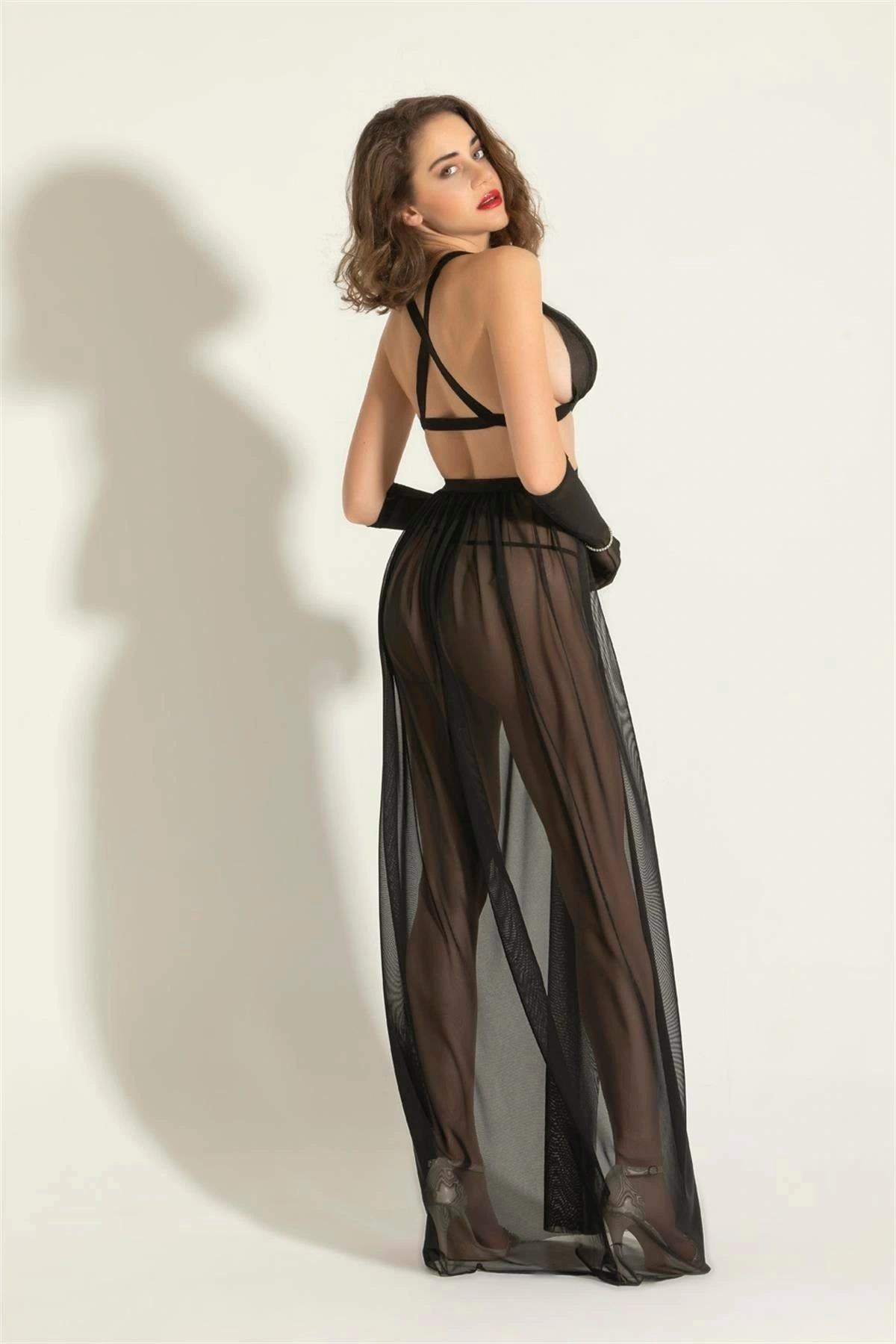 Gallipoli 6132 Bayan Transparan Elbise String Takım