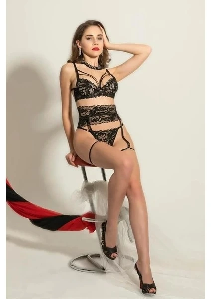 Gallipoli 6222 Fantezi Sütyen Jartiyer String Takım