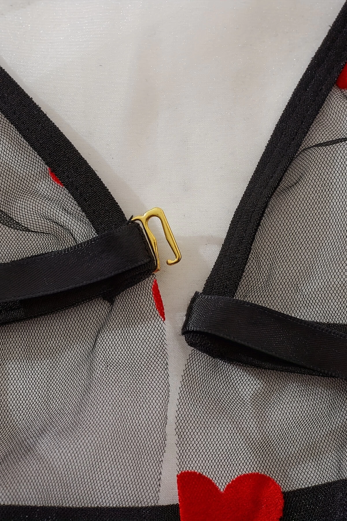 Lesca Kalp Desenli Siyah Transparan Gecelik Brf1378