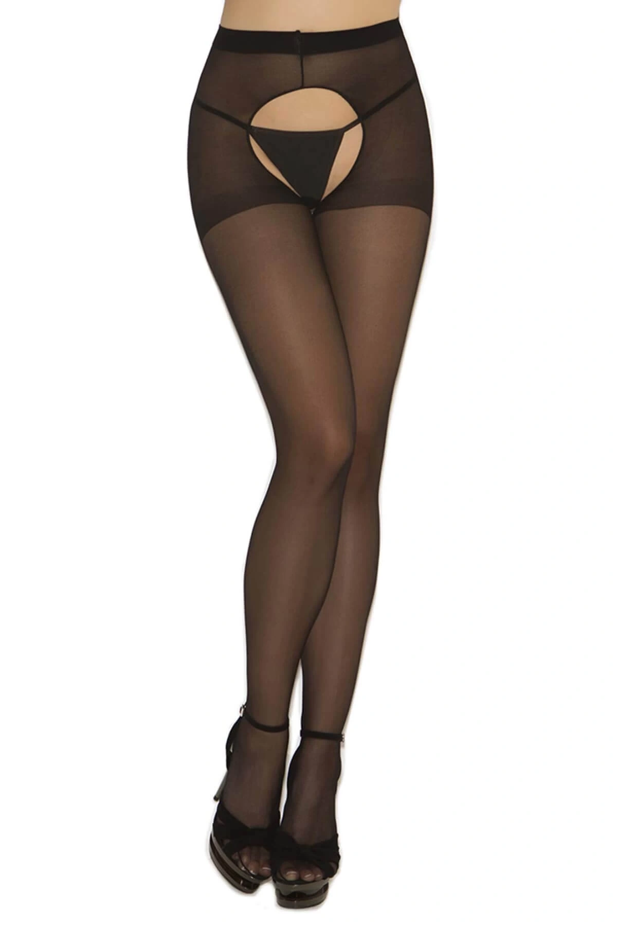 Lesca Siyah Özel Bölgesi Açık Fantazi Külotlu Çorap Brf1078
