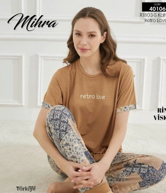 Mihra 40106 Kadın Kısa Kol Pijama Takımı