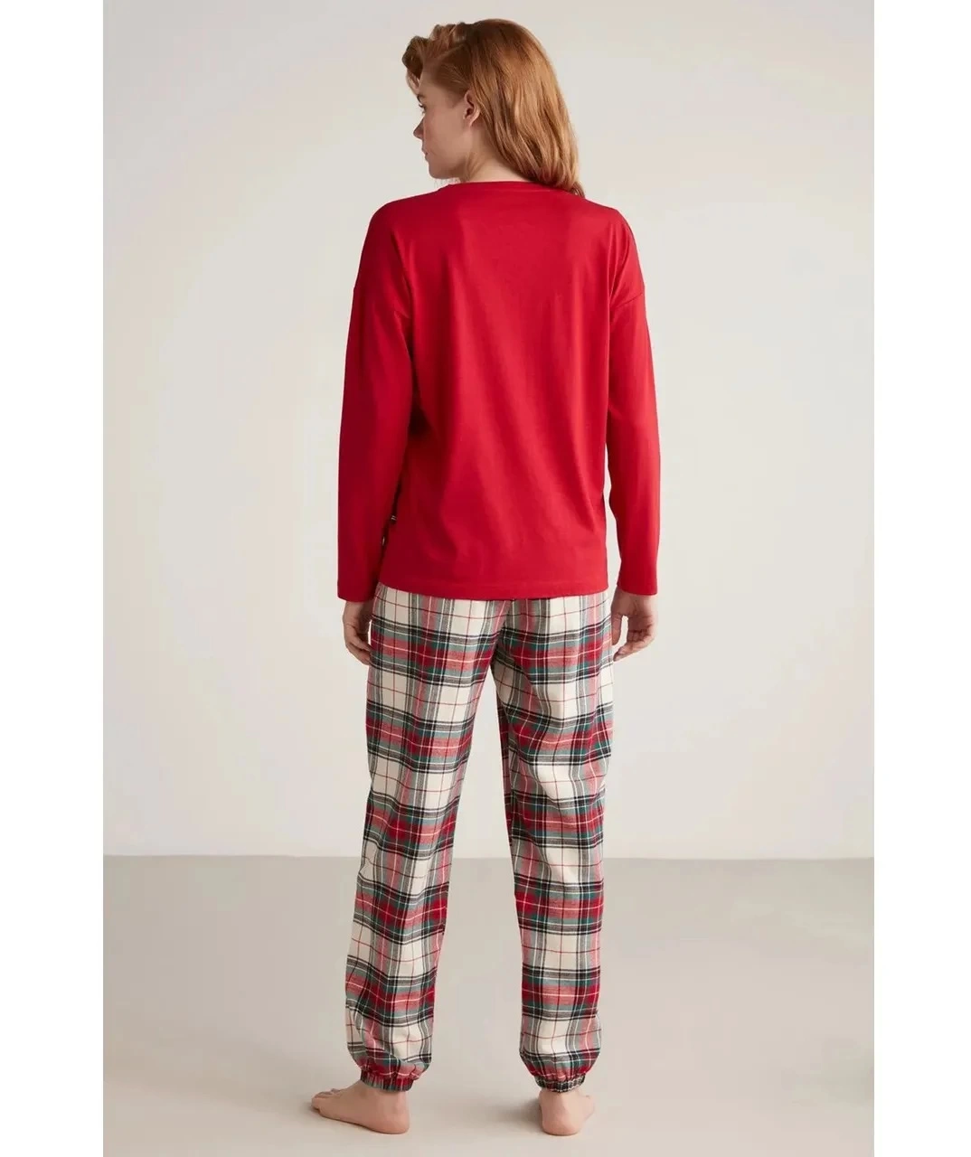 Nautıca W606 Kadın Uzun Kollu Ekoseli Pijama Takımı