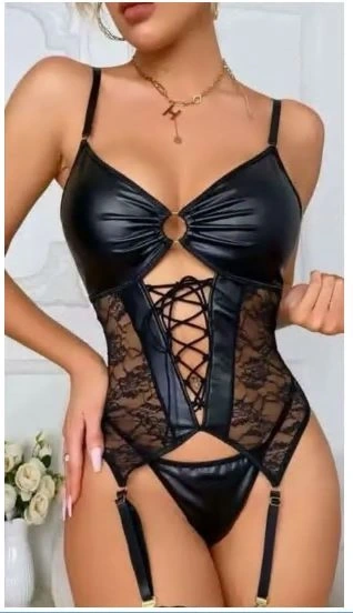 Nightlight 3764 Dantel Detay Deri Jartiyer Takım