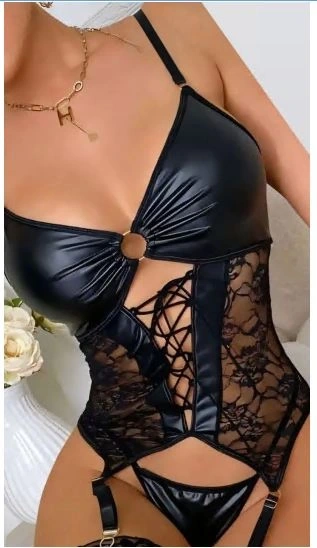 Nightlight 3764 Dantel Detay Deri Jartiyer Takım