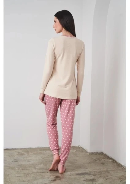 Pjs 24503 Bayan Yazı Detaylı Pijama Takımı