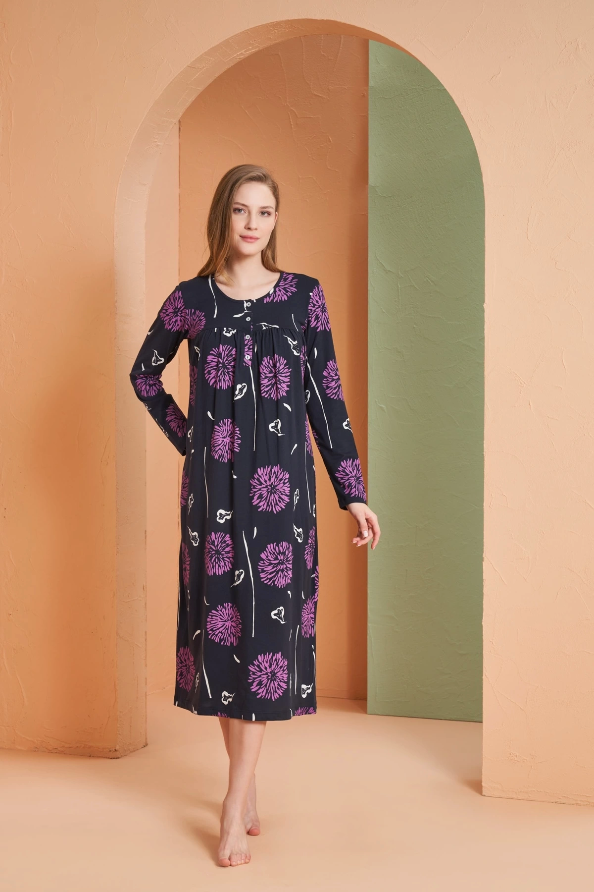 Pjs 27166 Kadın Uzun Kol Gecelik