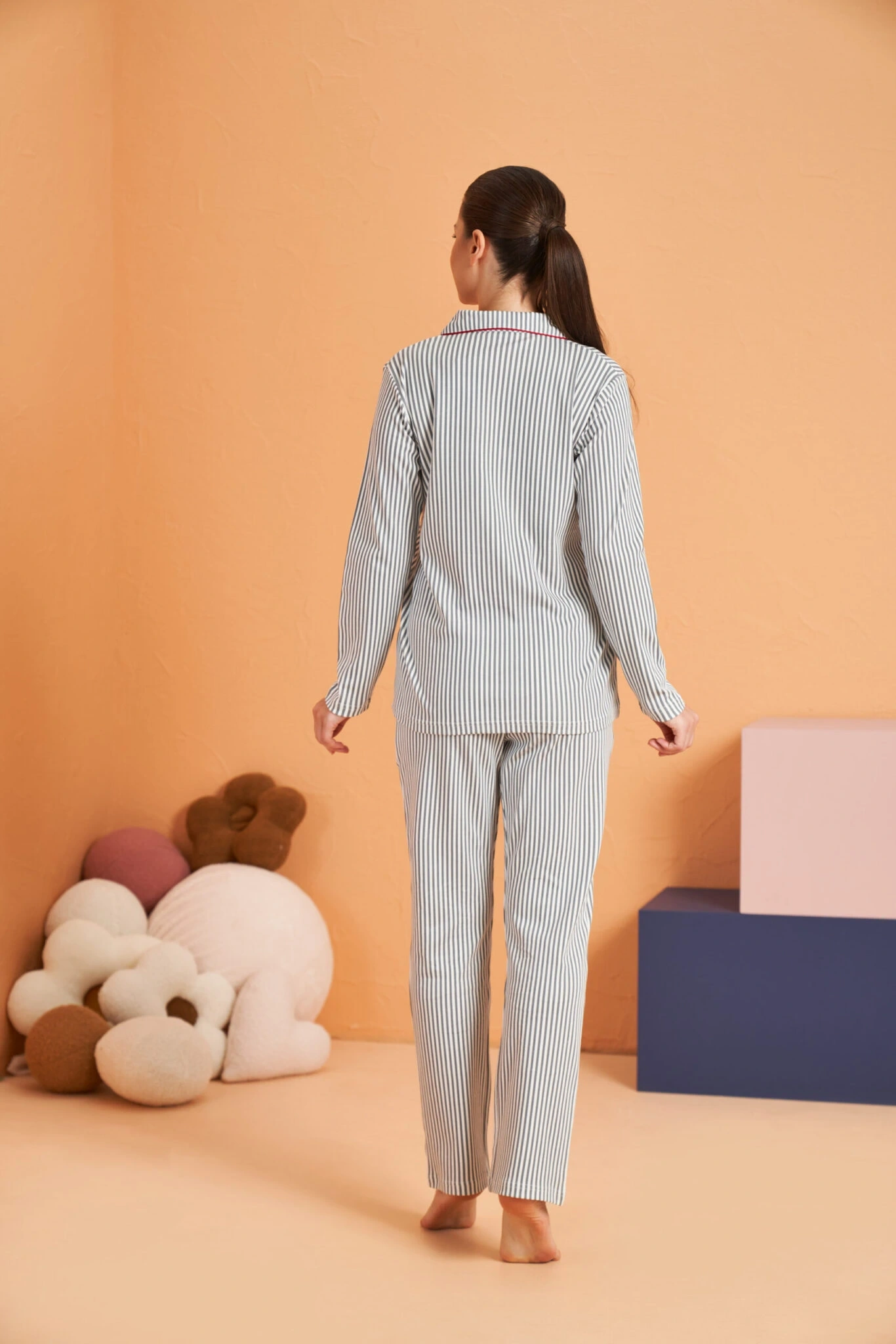 Pjs 28064 Kadın Düğmeli Pijama Takım