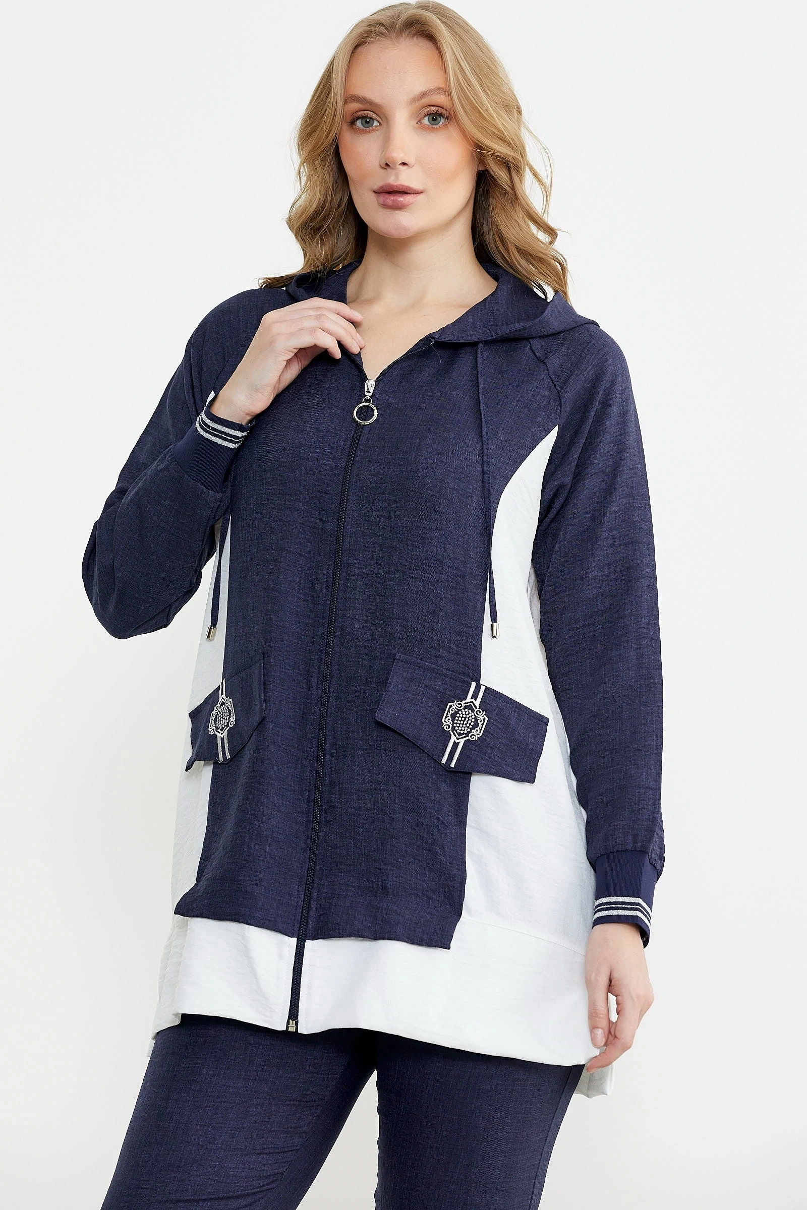 Sementa 76448 Keten Görünümlü Kapüşonlu Tunik Takım