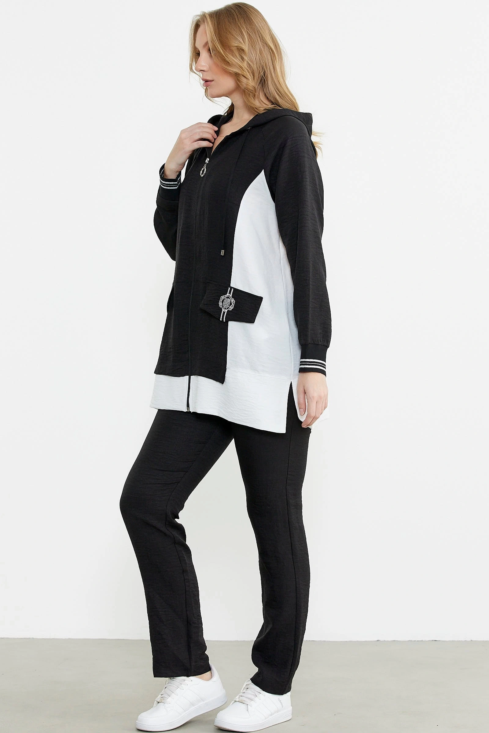 Sementa 76448 Keten Görünümlü Kapüşonlu Tunik Takım