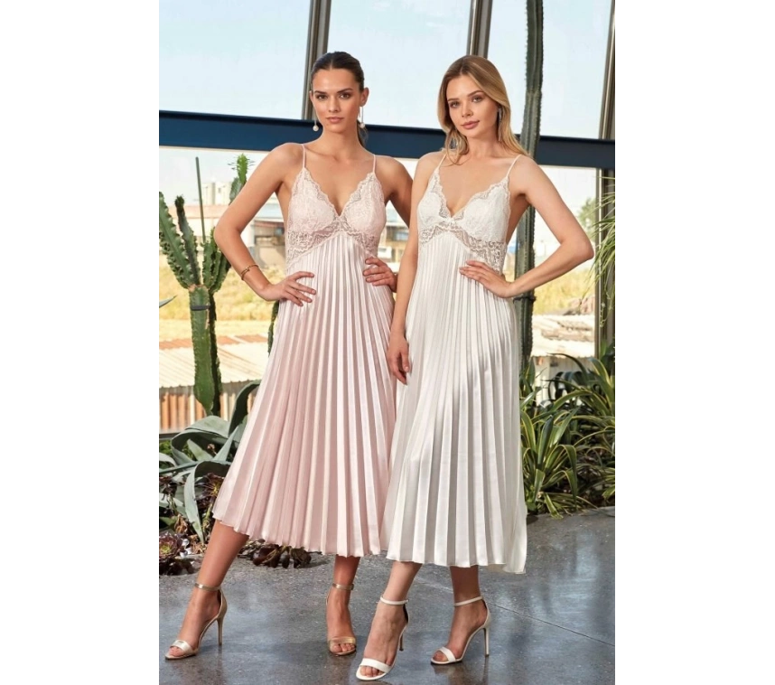 7115 Bayan Uzun Saten Gecelik