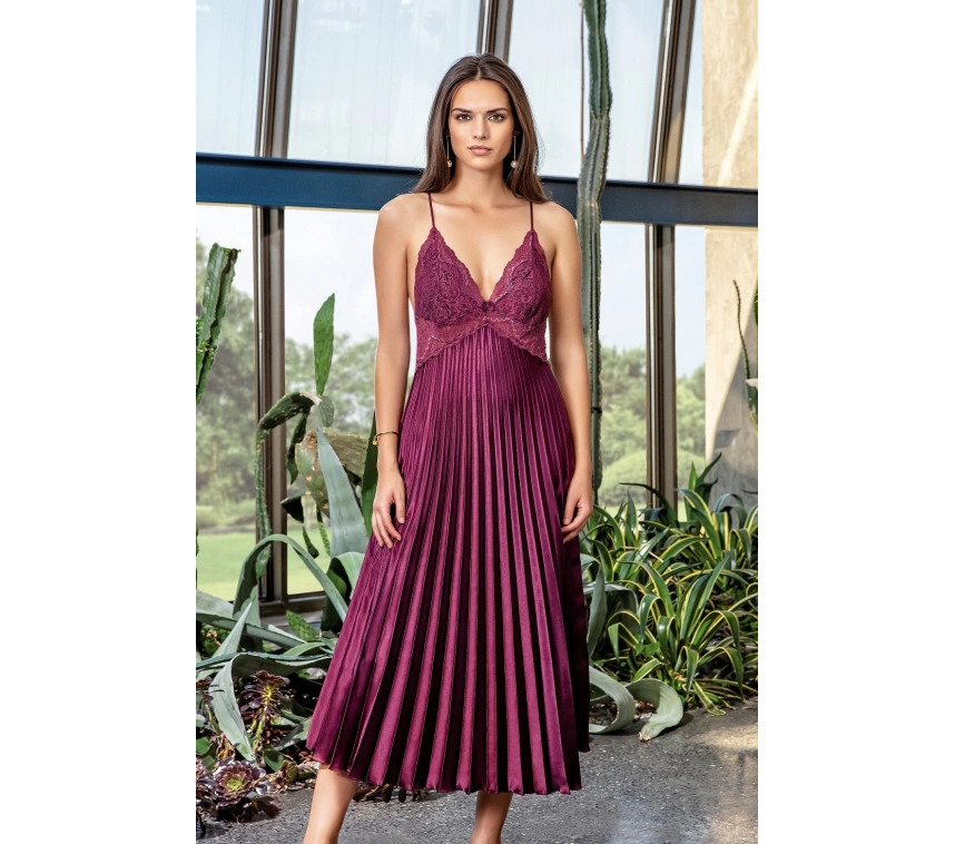 7115 Bayan Uzun Saten Gecelik