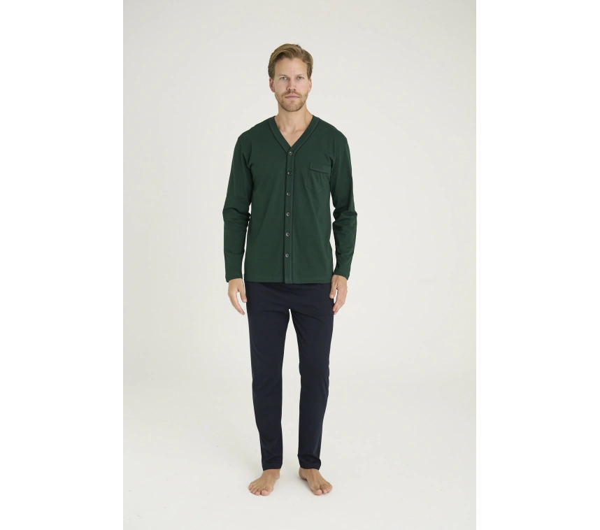 9134 Erkek V Yaka Boydan Düğmeli Pijama Takımı