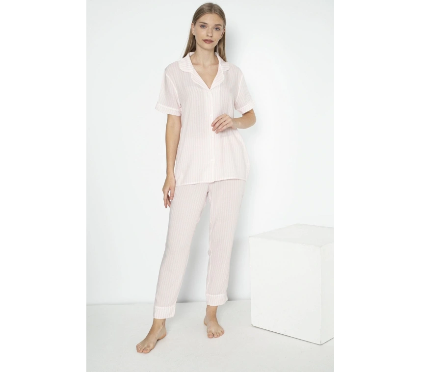Alın A301 Bayan Kısa Kol Viscon Pijama Takımı