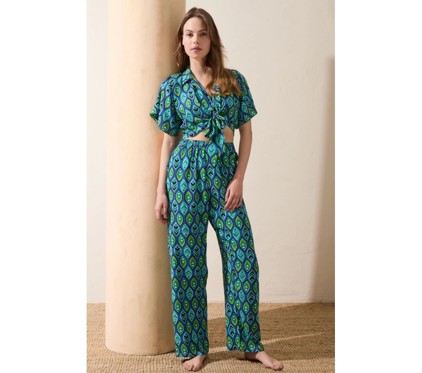 Anıl 11636 Kadın Kısa Kol Gömlek Ve Pantolon Takım