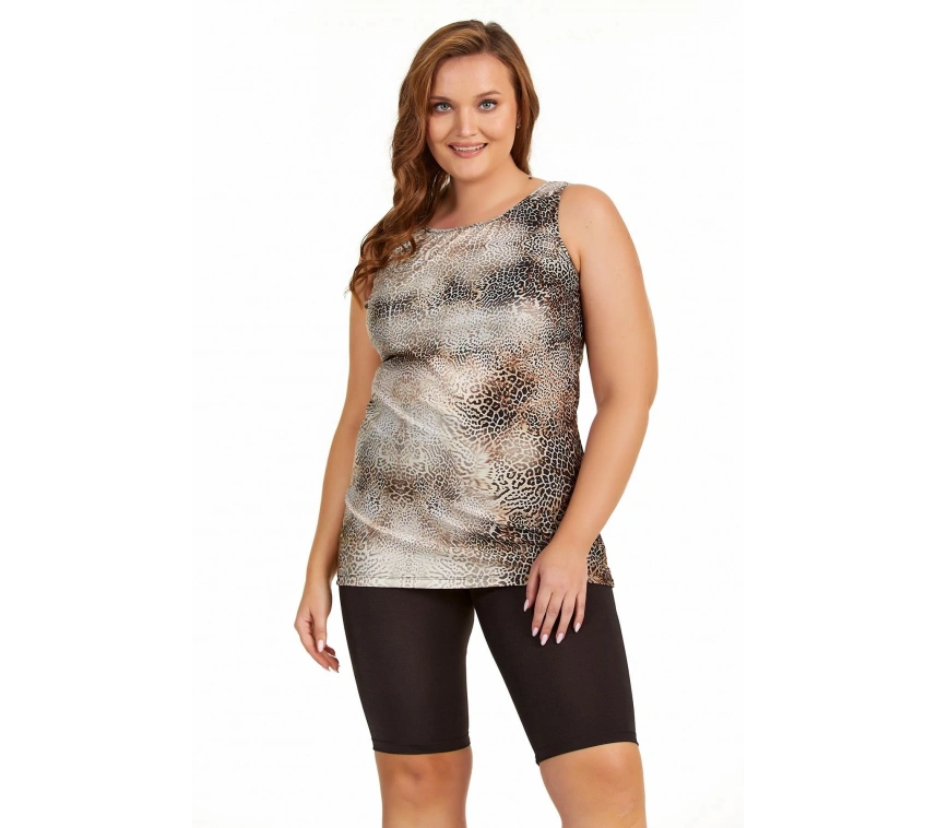 Argento 0755-9011 Leopar Kısa Kollu Tankini