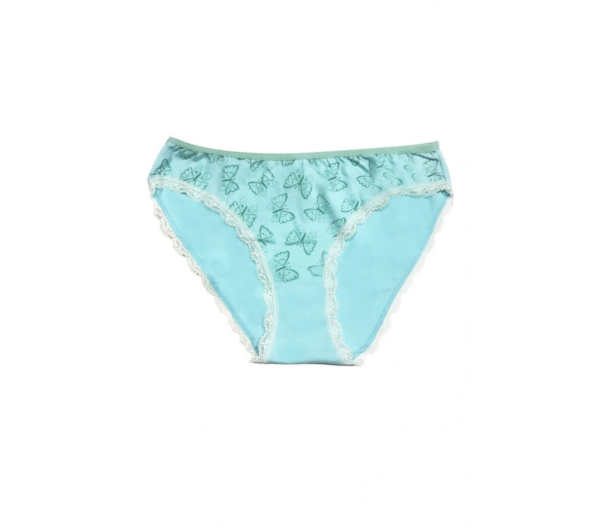 Berrak Kadın İçin Kenarları Beyaz Dantelli Mavi Renk Bikini Kod 11242