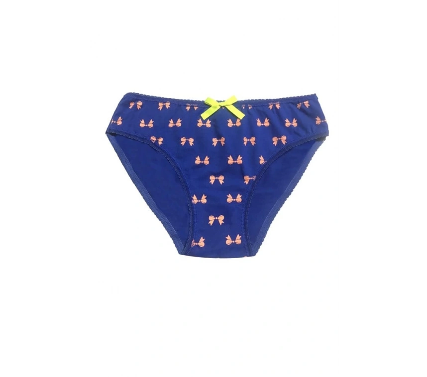 Berrak Kadın İçin Saks Renk Kurdele Süslemeli Bikini 11103