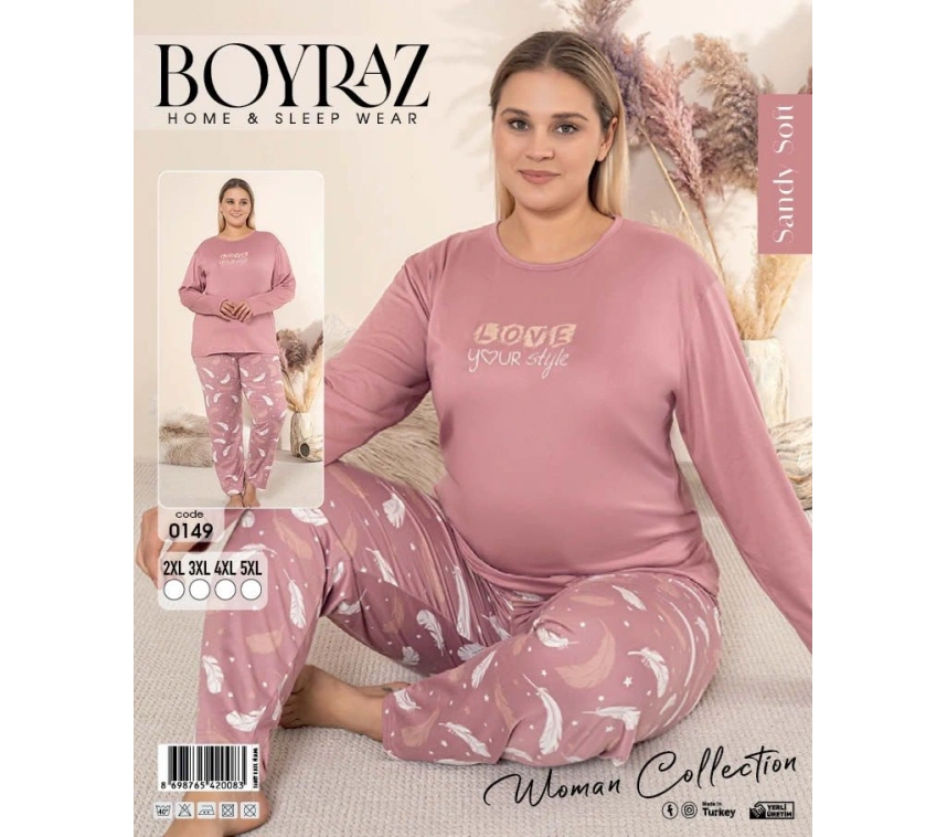 Boyraz 0149 Kadın Battal Uzun Kol Pijama Takımı