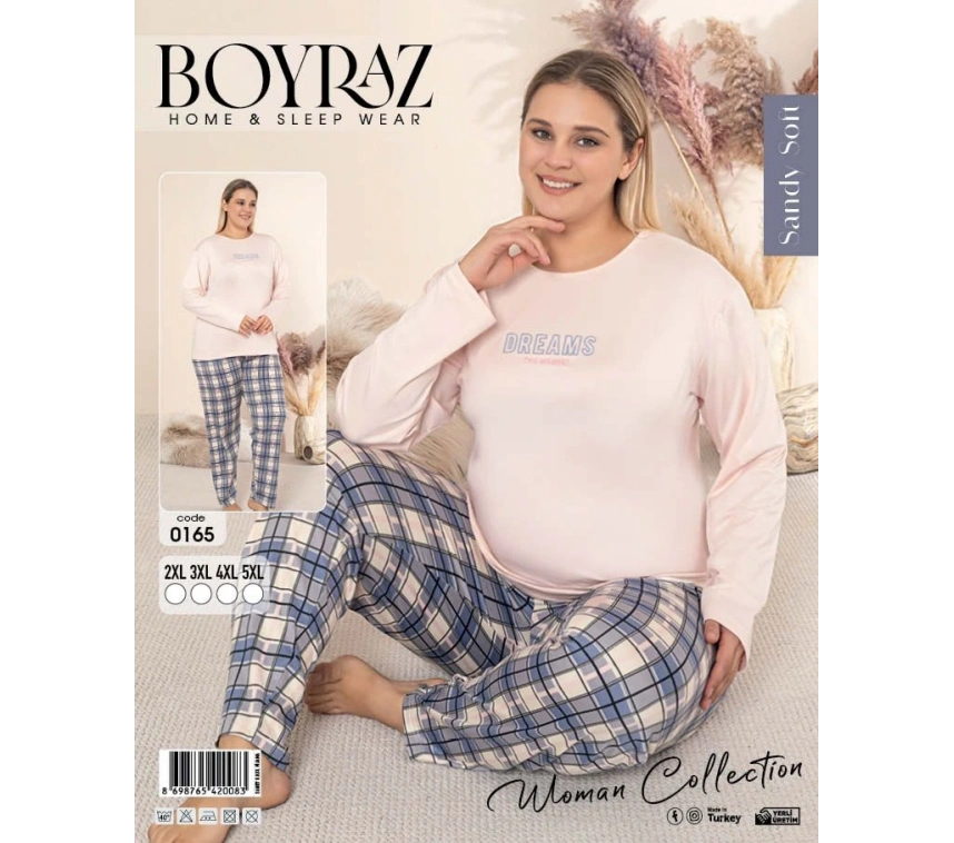 Boyraz 0165 Kadın Sandy Battal Uzun Kol Pijama Takımı