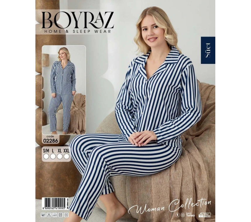 Boyraz 02286 Kadın Süet Uzun Kol Pijama Takımı