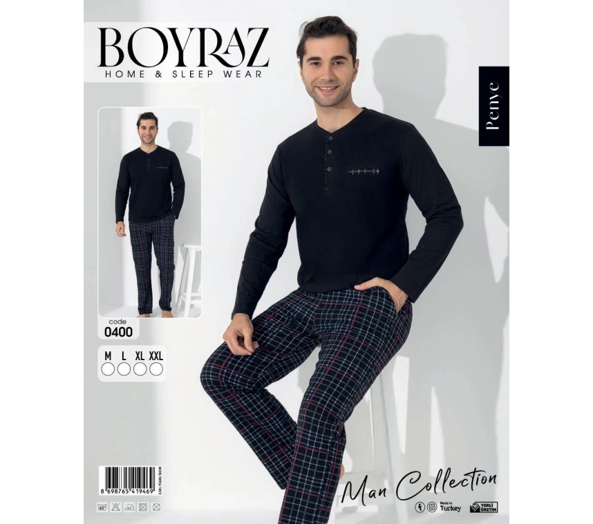 Boyraz 0400 Erkek Uzun Kol Pijama Takımı