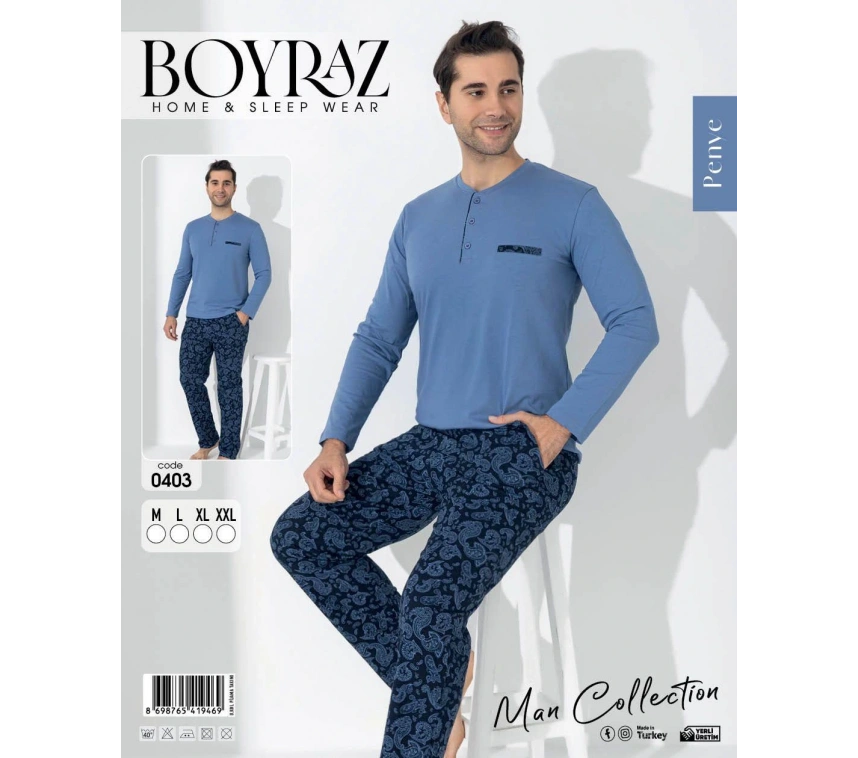 Boyraz 0403 Erkek Uzun Kol Pijama Takımı