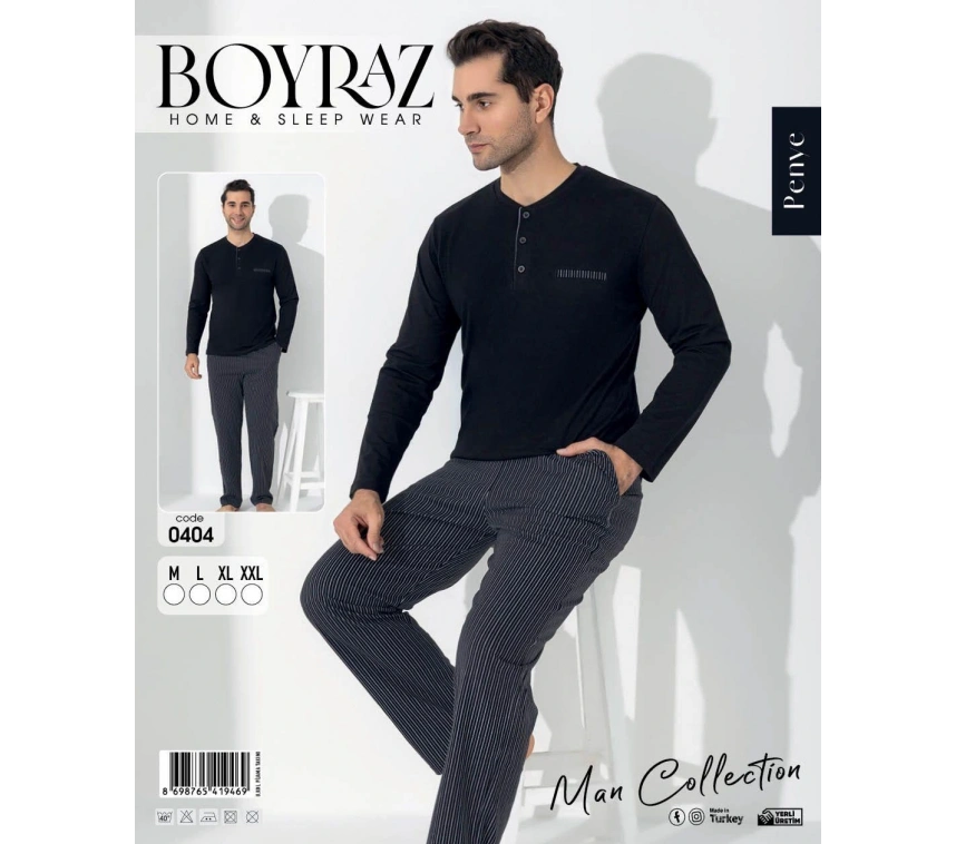 Boyraz 0404 Erkek Uzun Kol Pijama Takımı