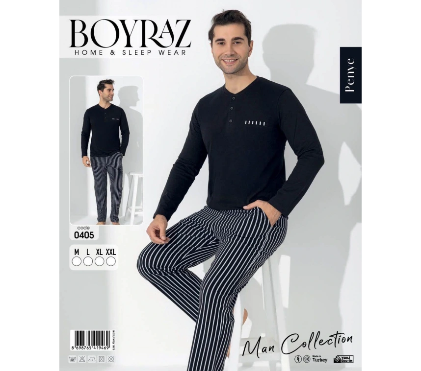 Boyraz 0405 Erkek Uzun Kol Pijama Takımı