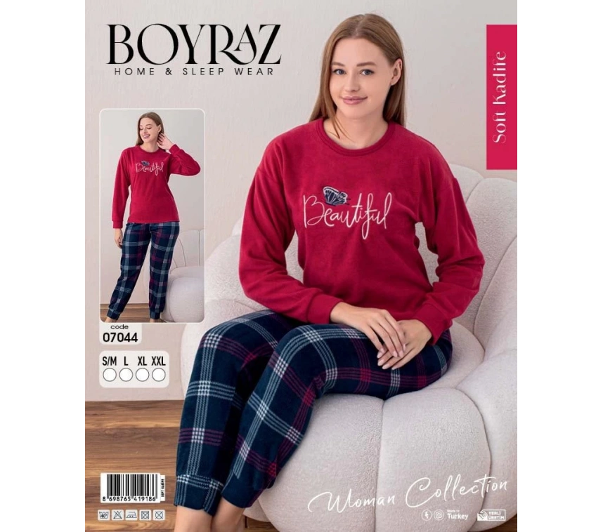Boyraz 07044 Bayan Soft Kadife Pijama Takımı