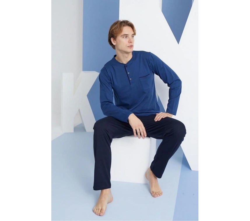 Erkek 9250 Erkek  Midi Yaka Pijama Takım