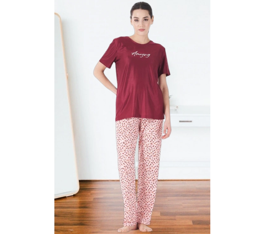 Estiva 25165 Kadın Marla Çiçekli Kısa Kol Pijama Takımı