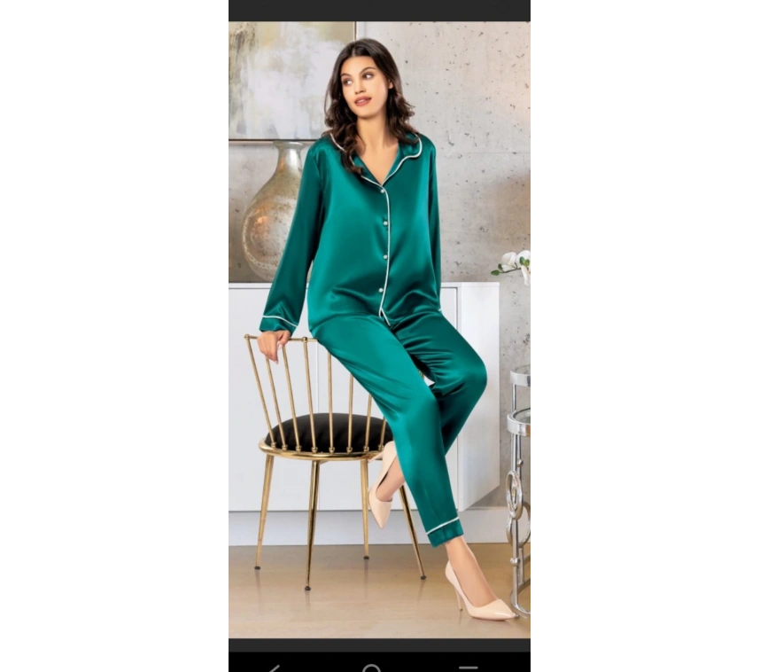 Freshness 2045 Saten Gömlek Yaka Patlı Pijama Takımı