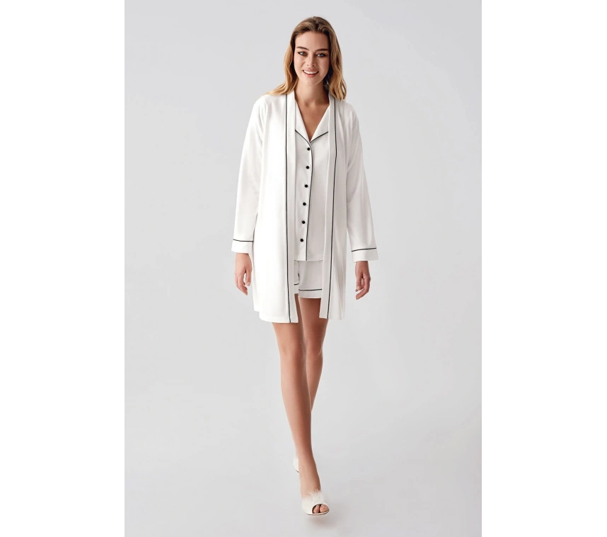 Freshness 324 Kadın 4lü Sabahlıklı Şorlu Pijama Takımı