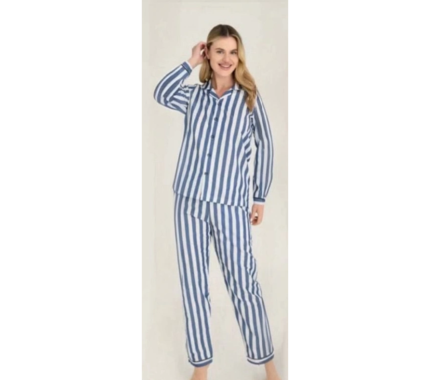 Freshness 4007 Kadın Uzun Kol Çizgili Gaffuriye Pijama Takımı
