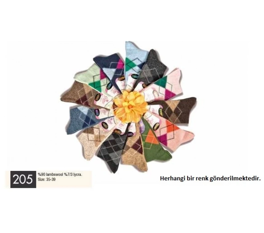 Gama 205 Kadın Desenli Yün Soket Çorap