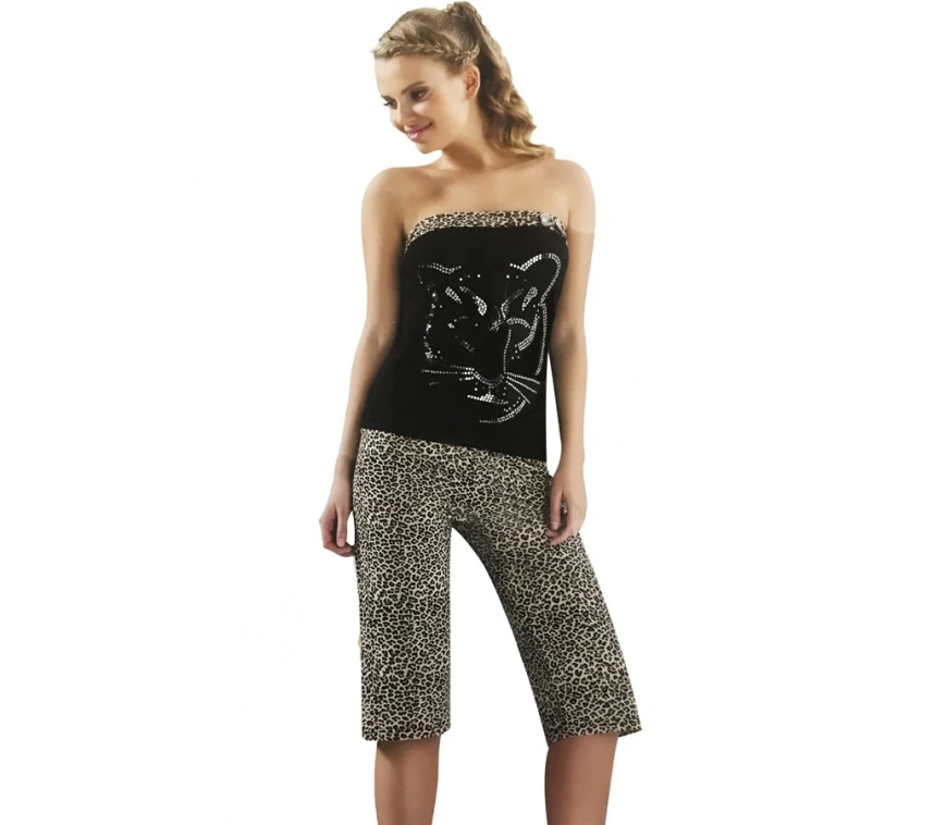 Hmd Kadın Leopar Straplez Kapri Takım 50026