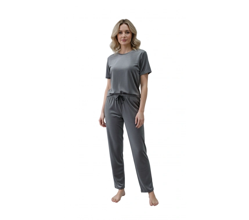 Kadife Bayan Tek Alt 9302 Fransız Kadife Açık Gri