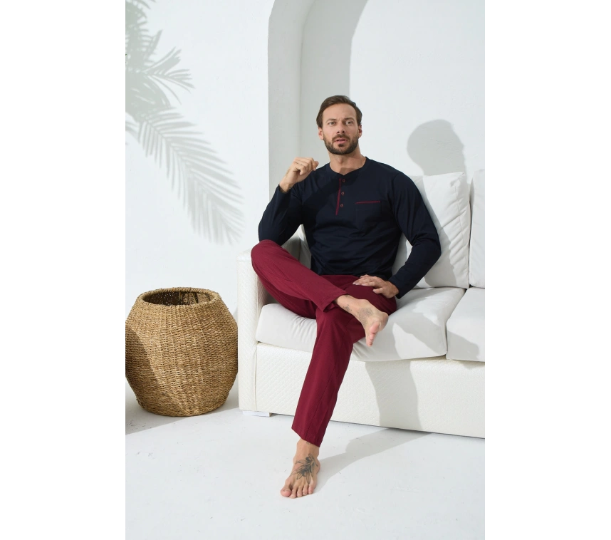 Kocabey 9221 Erkek Midi Yaka Pijama Takım