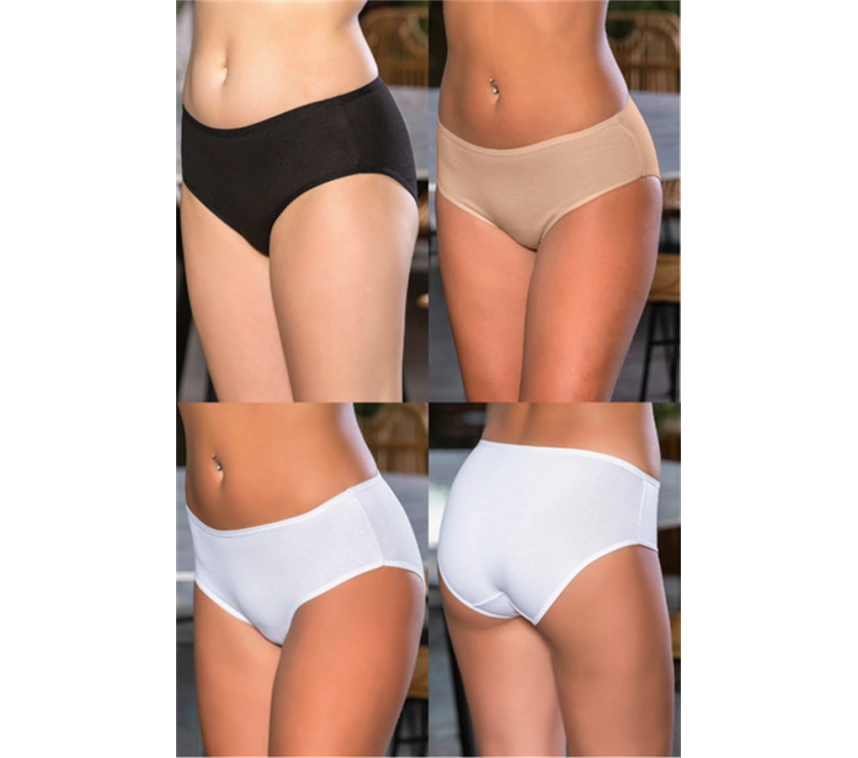 Lesca Pamuklu Yüksek Bel Slip Külot (karışık) Siyah-beyaz-ten (brf2966)