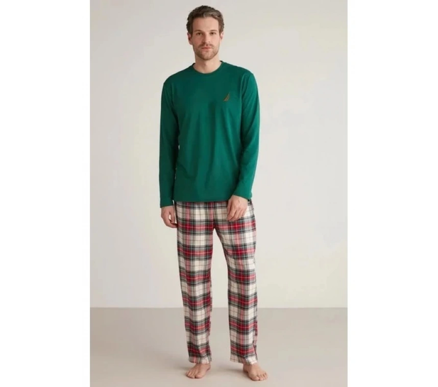 Nautıca M630 Erkek Uzun Kollu Ekoseli Pijama Takımı