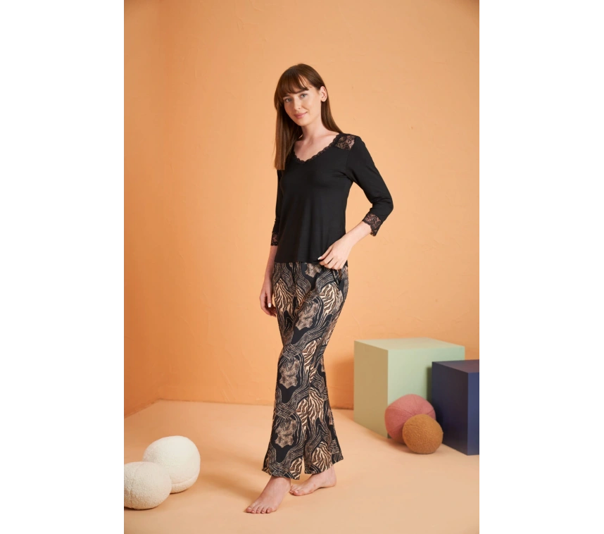 Pjs 28040 Kadın V Yaka Pijama Takım