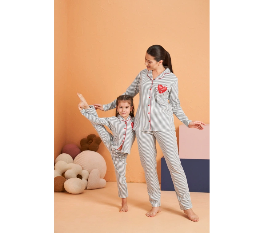 Pjs 28064 Kadın Düğmeli Pijama Takım