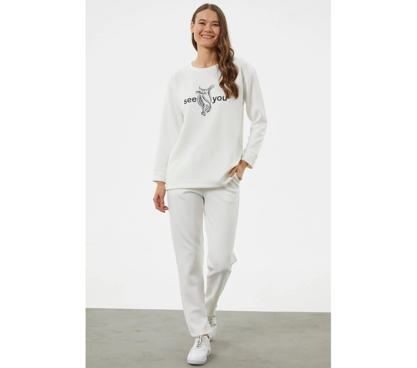 Sementa 76233 Baskılı Sıfır Yaka Oversize Eşofman Takım
