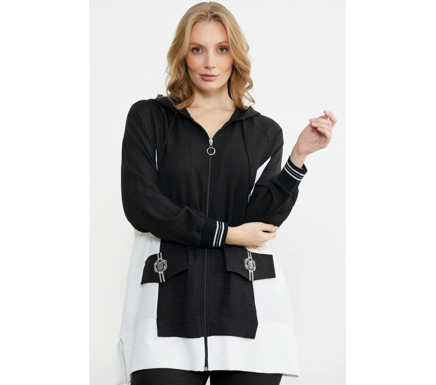 Sementa 76448 Keten Görünümlü Kapüşonlu Tunik Takım