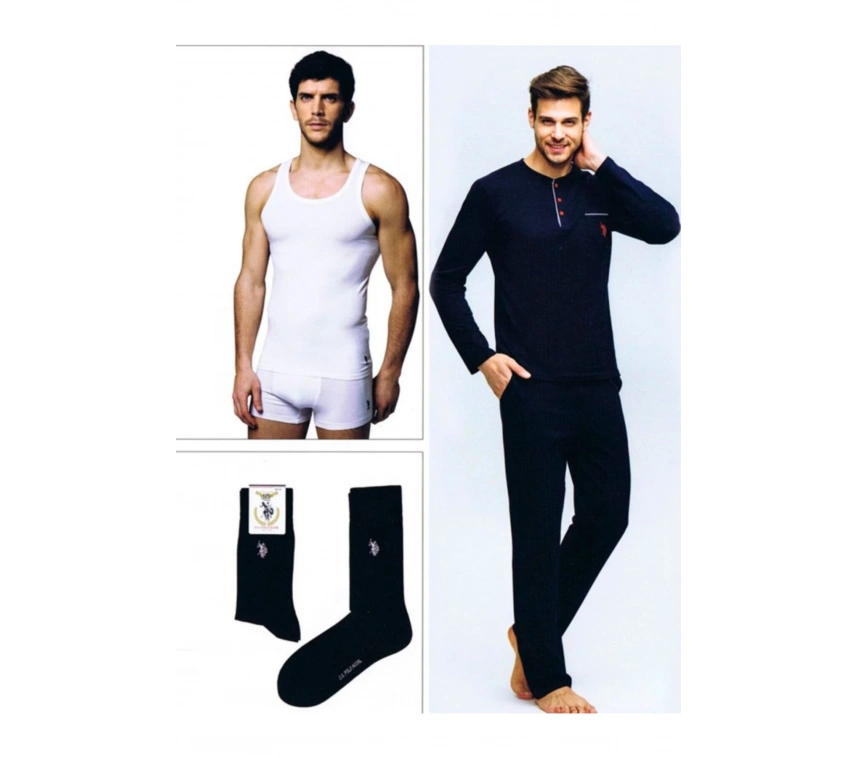 Us Polo 17394 Erkek  Uzun Kol Pijama Çeyiz Takımı