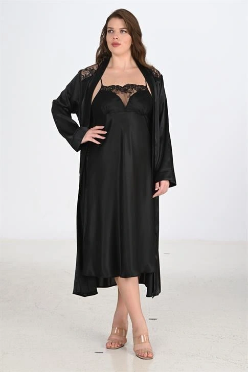 2li Siyah Sabahlık Takımı Bigsize 6221