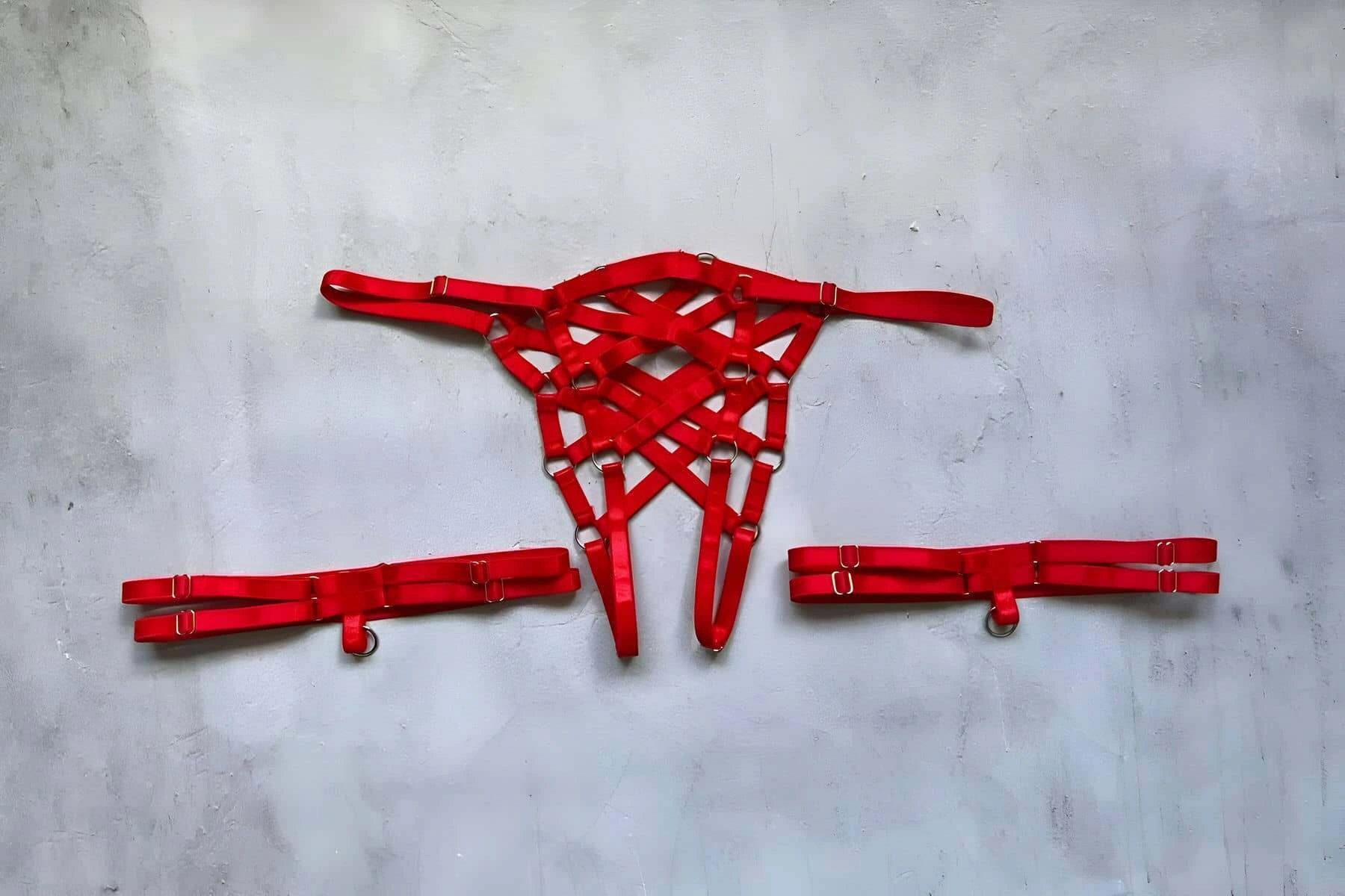 Ağı Açık Fantazi Külot Ve Bacak Bandı Takımı Lastik Harness - Brf1202