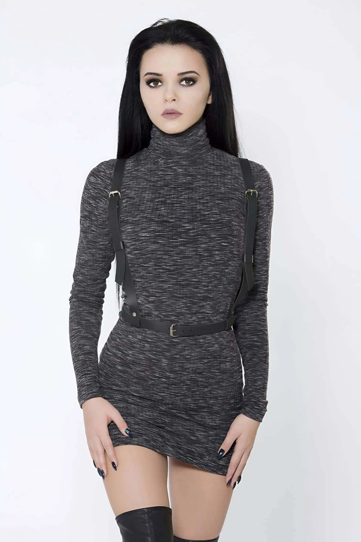 Beli Kurdeleli Şık Deri Harness - Brf177